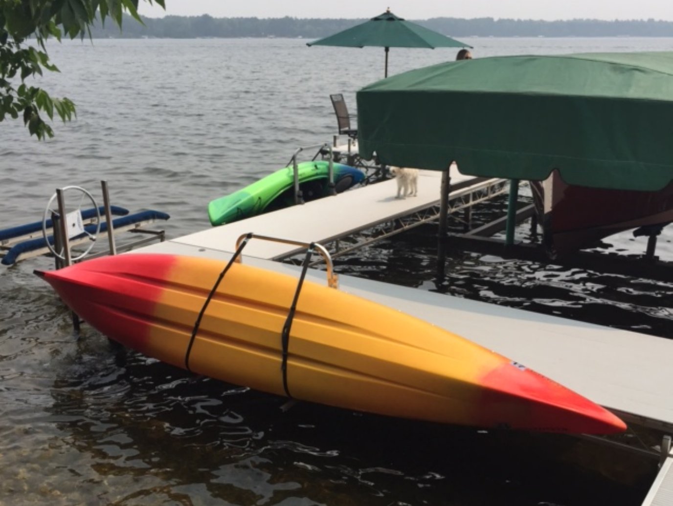 Kayak rack and lift - water entry
