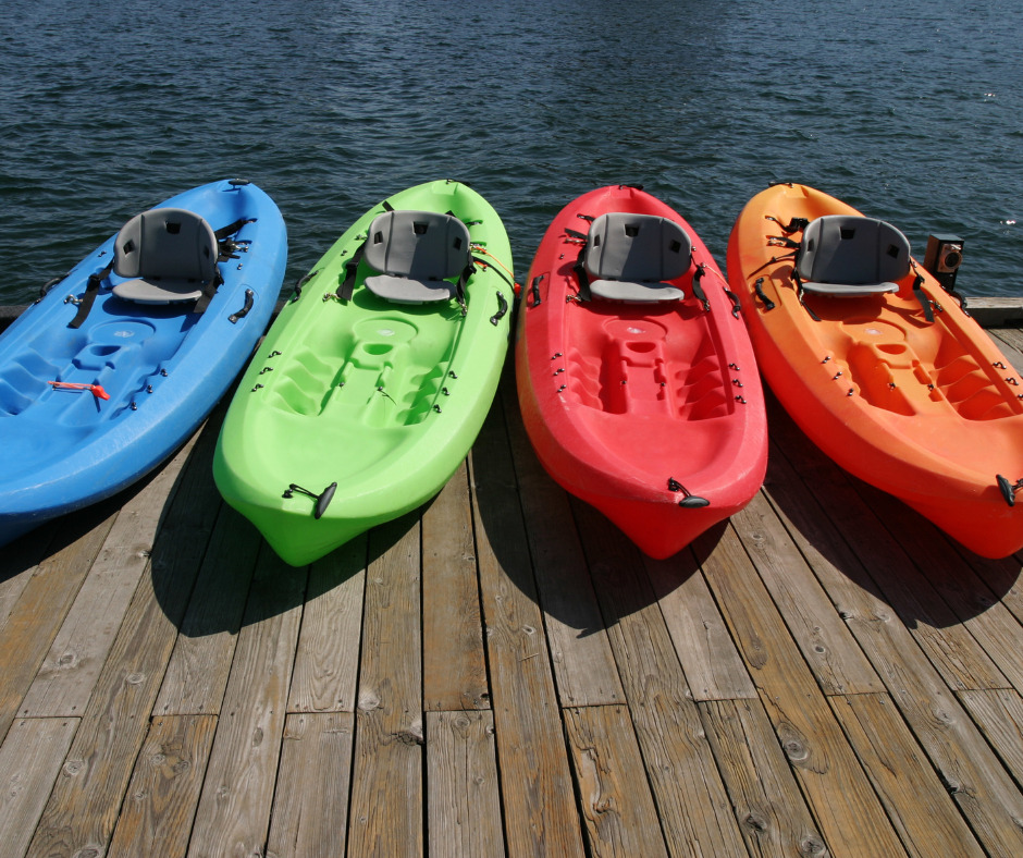 kayaks on a dock